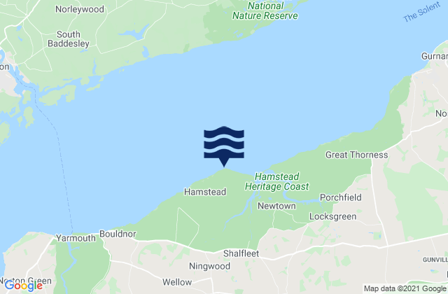 Mappa delle maree di Hamstead Point Beach, United Kingdom