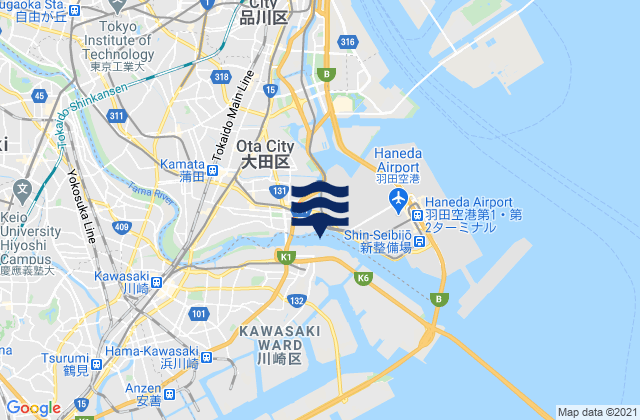 Mappa delle maree di Haneda, Japan