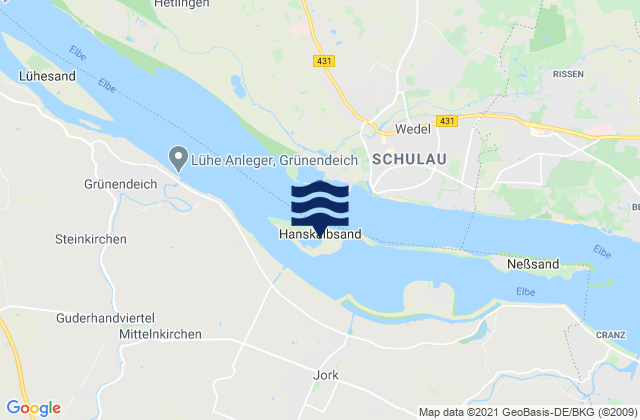 Mappa delle maree di Hanskalbsand, Germany