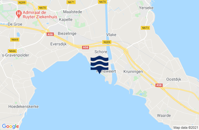 Mappa delle maree di Hansweert, Netherlands