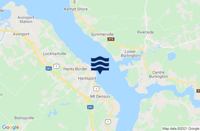 Mappa delle maree di Hantsport, Canada