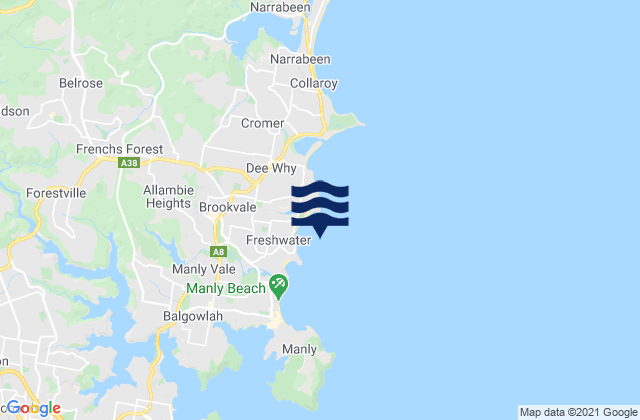 Mappa delle maree di Harbord Beach, Australia