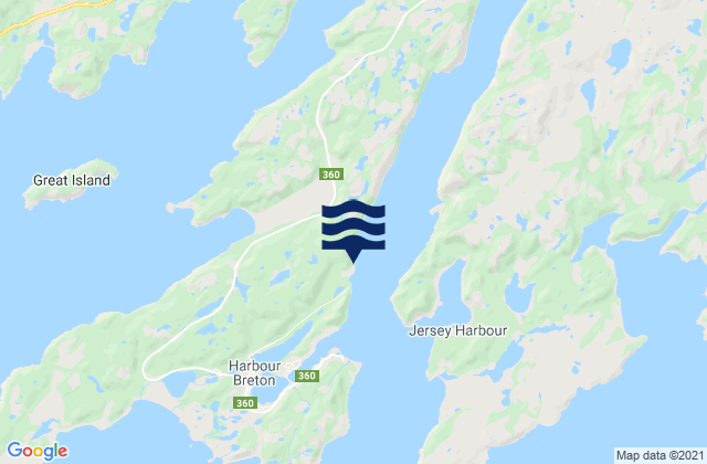 Mappa delle maree di Harbour Breton, Canada