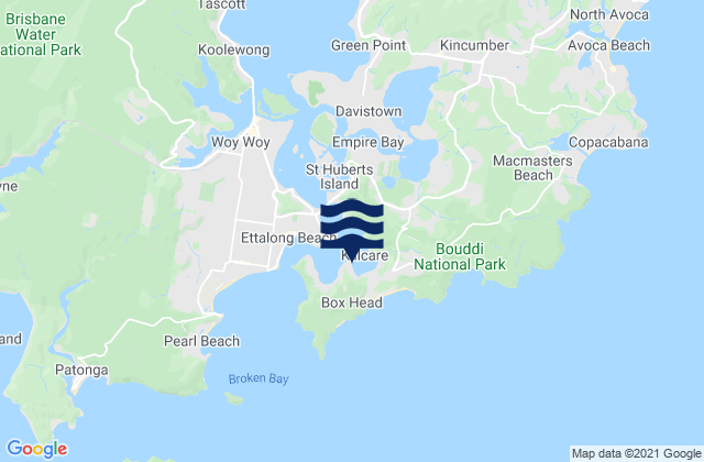 Mappa delle maree di Hardys Bay, Australia