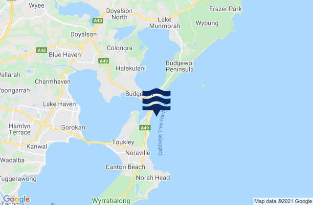 Mappa delle maree di Hargraves Beach, Australia