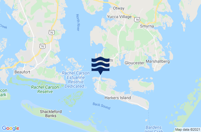 Mappa delle maree di Harkers Island Bridge, United States