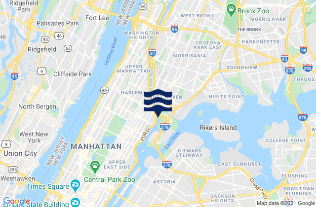 Mappa delle maree di Harlem River (Randalls Island), United States