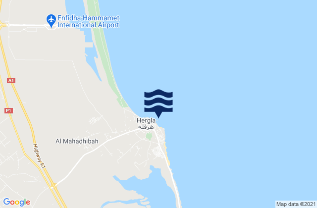 Mappa delle maree di Harqalah, Tunisia
