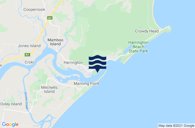 Mappa delle maree di Harrington Inlet, Australia