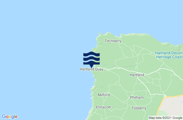 Mappa delle maree di Hartland Quay Beach, United Kingdom
