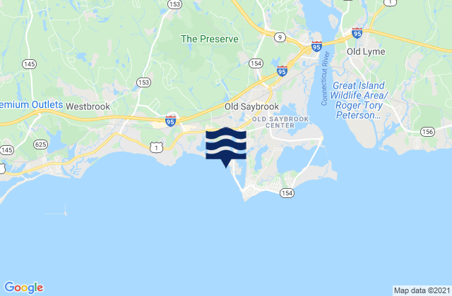 Mappa delle maree di Harveys Beach Old Saybrook, United States