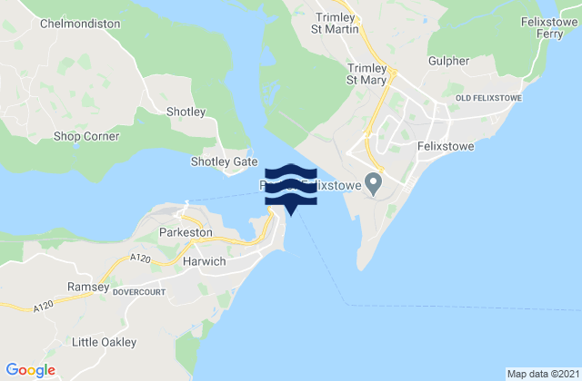 Mappa delle maree di Harwich - Sailing Club Beach, United Kingdom