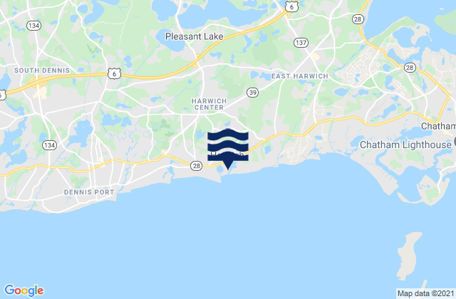 Mappa delle maree di Harwich Center, United States