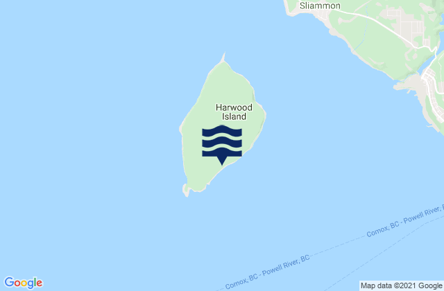 Mappa delle maree di Harwood Island, Canada