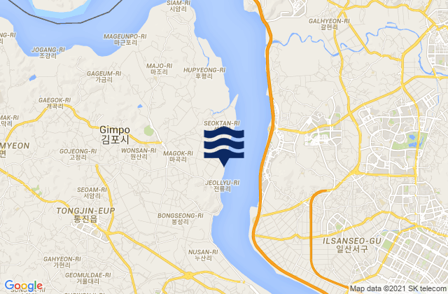 Mappa delle maree di Haseong, South Korea