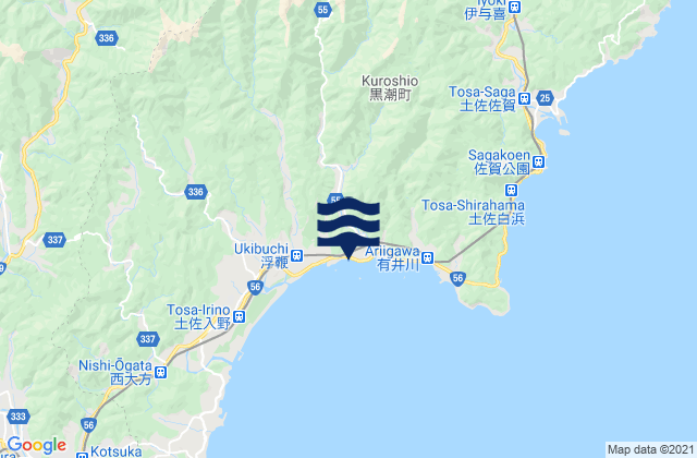 Mappa delle maree di Hata-gun, Japan