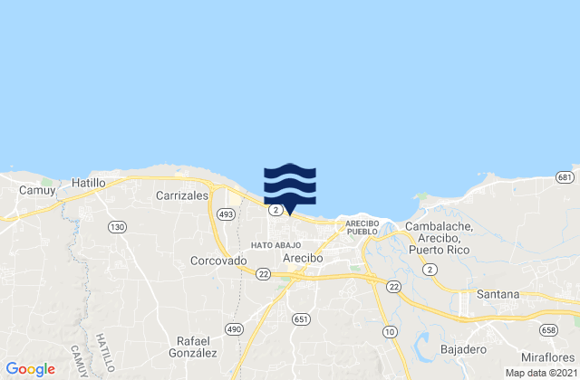 Mappa delle maree di Hato Abajo Barrio, Puerto Rico