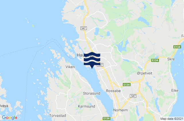 Mappa delle maree di Haugesund, Norway