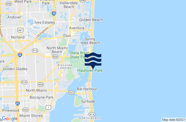 Mappa delle maree di Haulover Beach, United States