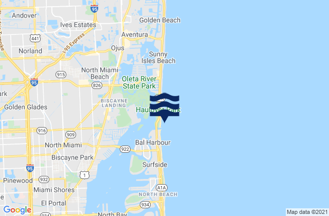 Mappa delle maree di Haulover Pier N. Miami Beach, United States