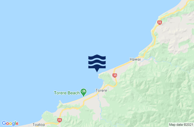 Mappa delle maree di Haurere Point, New Zealand