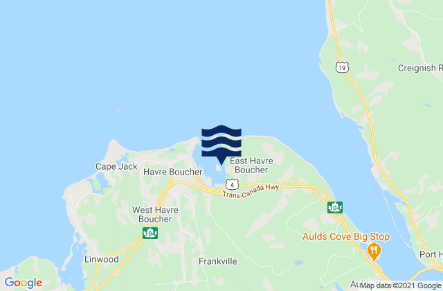Mappa delle maree di Havre Boucher, Canada