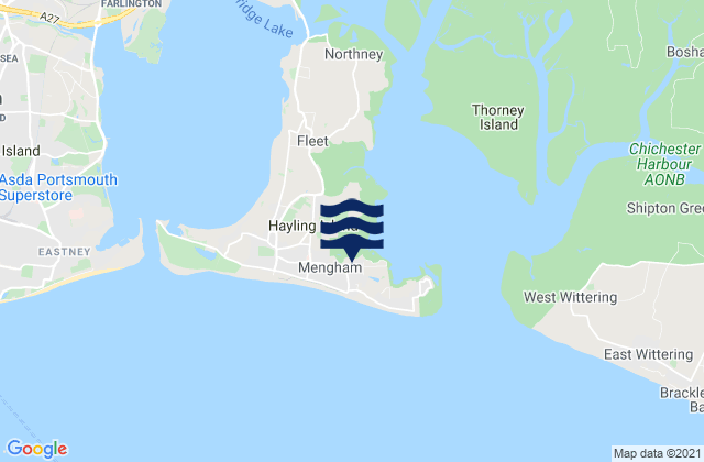 Mappa delle maree di Hayling Island, United Kingdom
