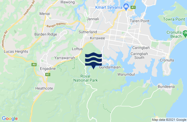 Mappa delle maree di Heathcote, Australia