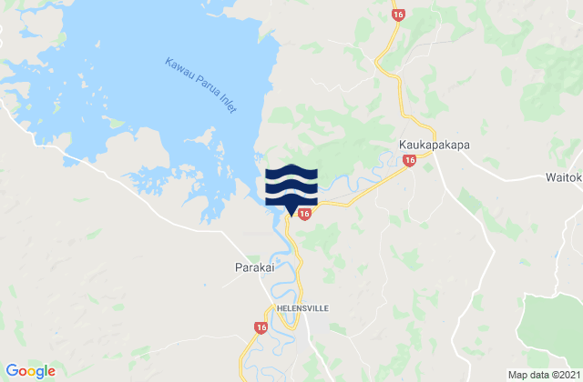 Mappa delle maree di Helensville, New Zealand
