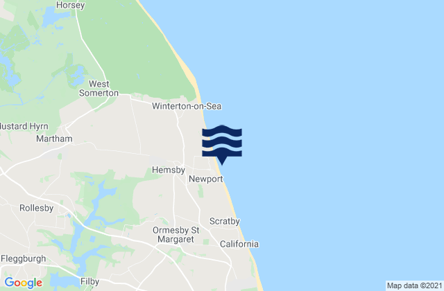 Mappa delle maree di Hemsby Beach, United Kingdom
