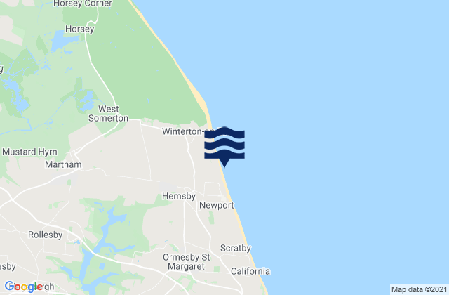 Mappa delle maree di Hemsby, United Kingdom