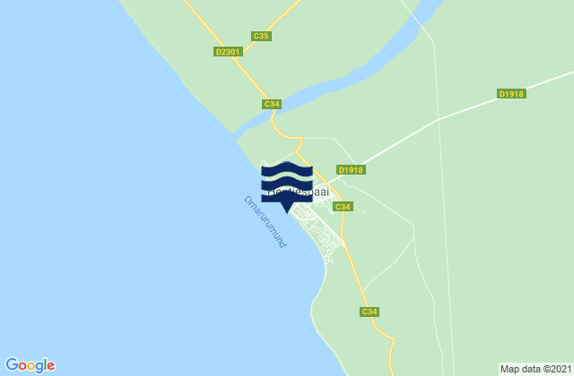 Mappa delle maree di Henties Bay, Namibia
