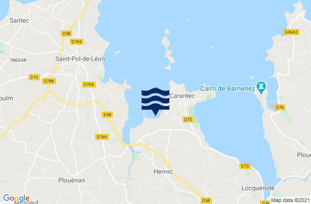 Mappa delle maree di Henvic, France