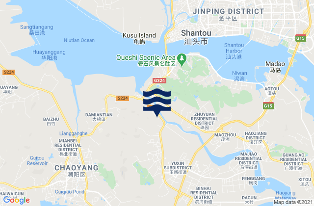 Mappa delle maree di Hepu, China
