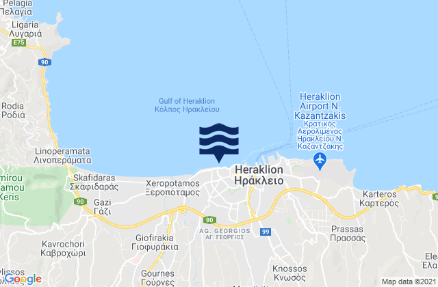 Mappa delle maree di Heraklion Regional Unit, Greece