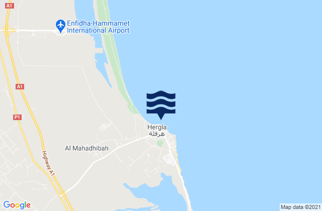 Mappa delle maree di Hergla, Tunisia