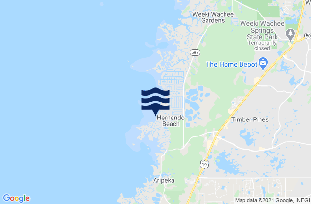 Mappa delle maree di Hernando Beach, United States