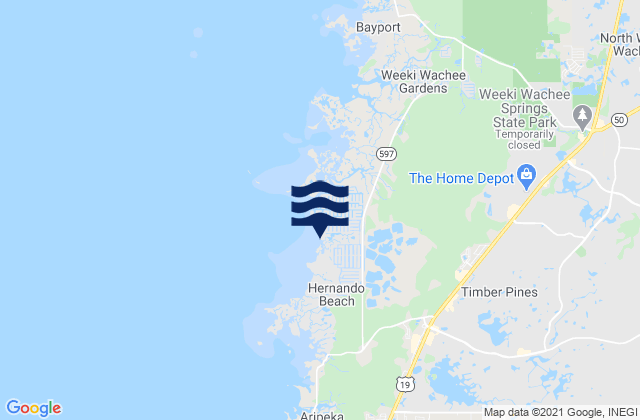 Mappa delle maree di Hernando Beach Rocky Creek Little Pine I Bay, United States