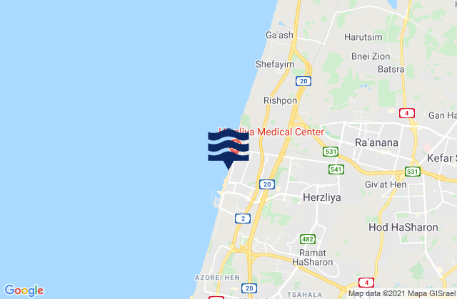 Mappa delle maree di Herzliya, Israel