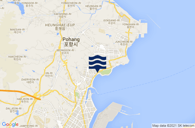 Mappa delle maree di Heunghae, South Korea