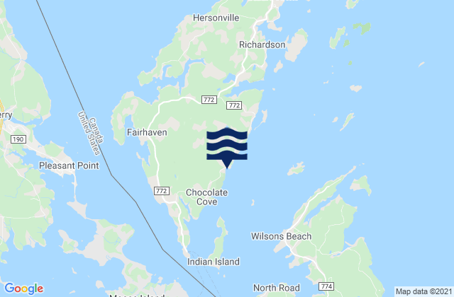 Mappa delle maree di Hibernia Cove, Canada