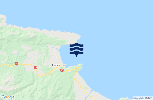 Mappa delle maree di Hicks Bay, New Zealand