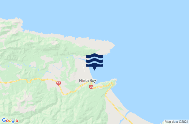 Mappa delle maree di Hicks Bay, New Zealand