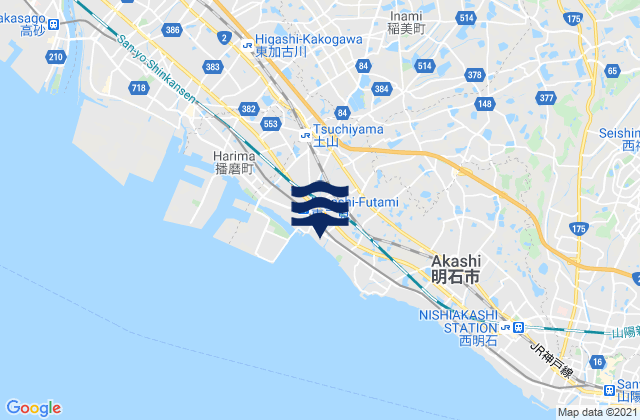 Mappa delle maree di Higasi-Harima, Japan