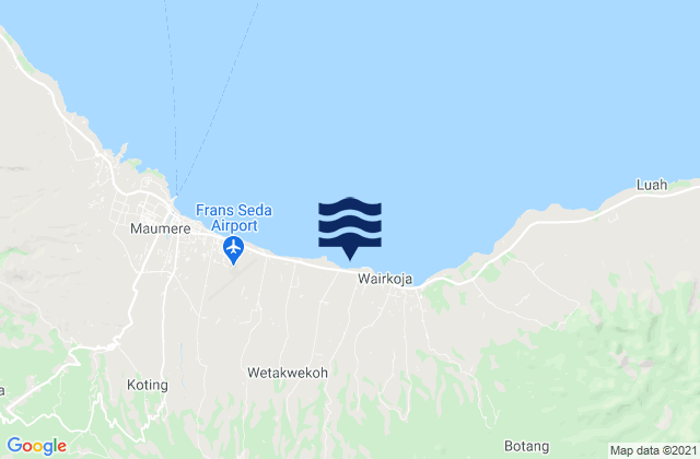 Mappa delle maree di Higetegera, Indonesia