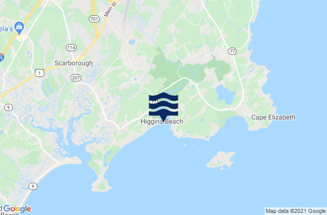 Mappa delle maree di Higgins Beach, United States