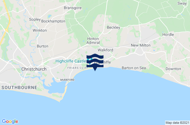 Mappa delle maree di Highcliffe, United Kingdom
