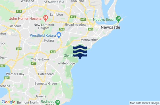 Mappa delle maree di Highfields, Australia