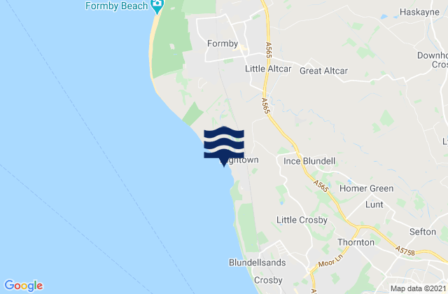 Mappa delle maree di Hightown Beach, United Kingdom