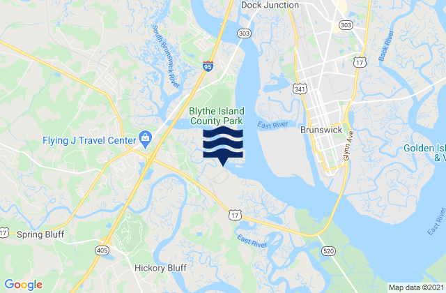 Mappa delle maree di Highway Bridge South Brunswick River, United States